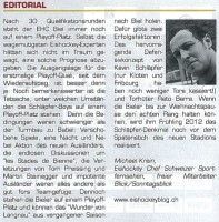 Editorial im Matchflyer vom 10.12.2011 Biel-Bern